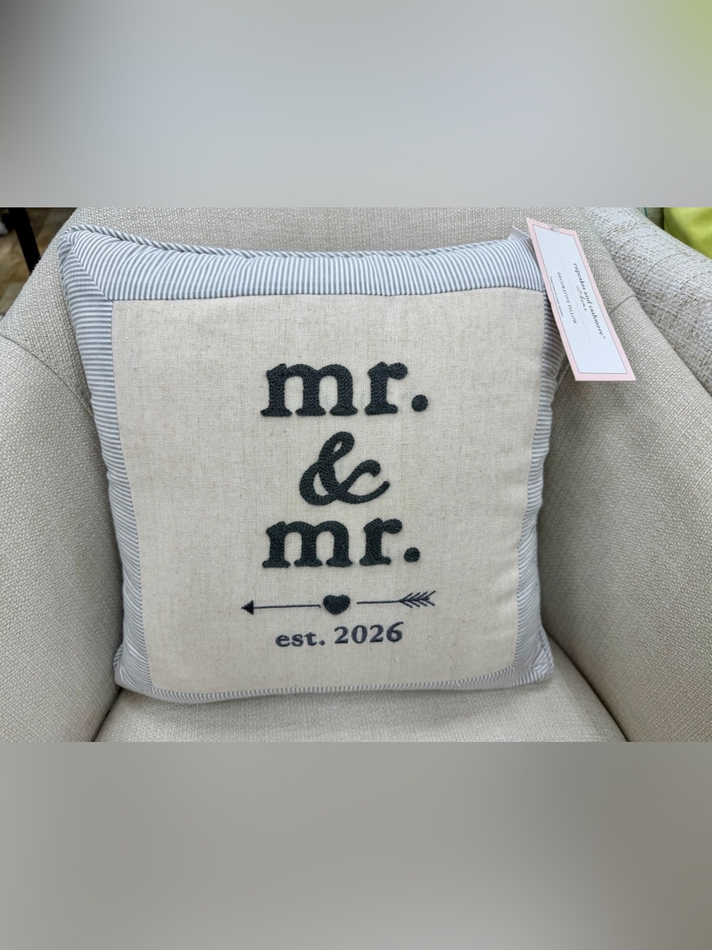 Mr. & Mr. 2026 Decorative Pillow by cupcakes and cashmere bnwt
